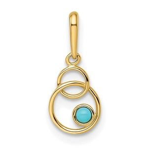 14k Yellow Gold Synthetic Turquoise Circle Pendant